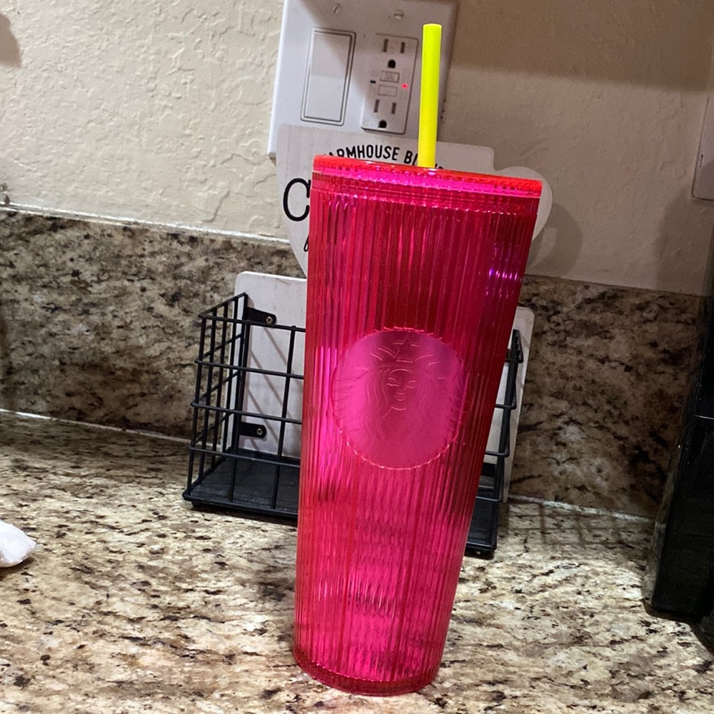 Starbucks Magenta 2023 Summer Pleated Bling Venti Tumbler 24oz